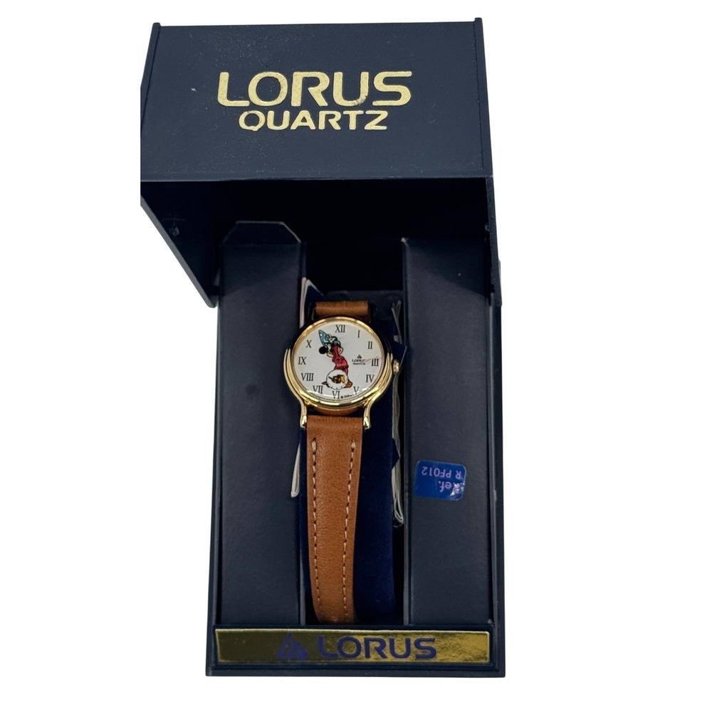 Lorus Mickey Mouse Watch Women Small Brown Gold Sorcerer Fantasia V802-0090